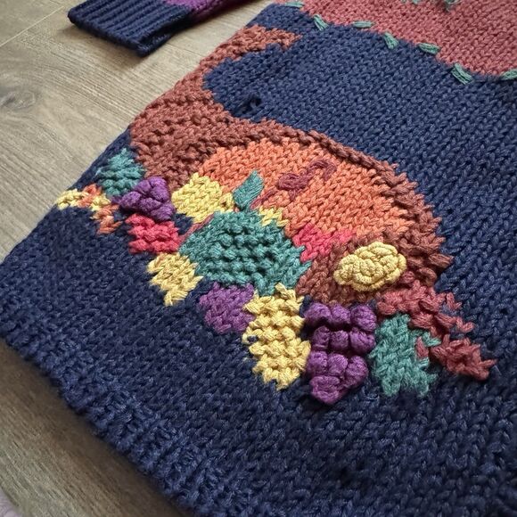 Vintage 90s Christina Handknit Cardigan Sweater Size S Thanksgiving Fall Cottage - Picture 6 of 12